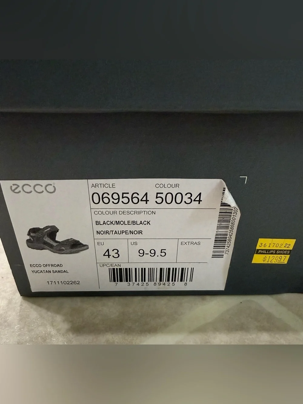 Ecco Men’s Off-road Yucatán Black and Brown Outdoor Leather Sport Sandals